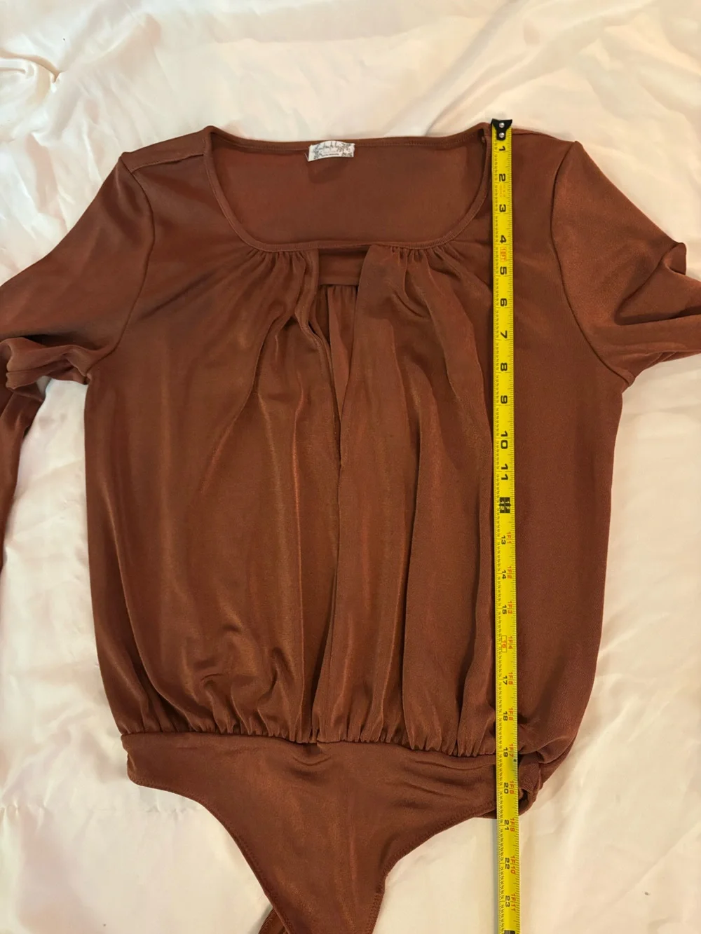 Free People Long-Sleeve Bodysuit in Brown Rust Color